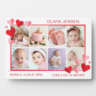 Baby Birth Stats Four Photo Collage Plaque Fotoplatte