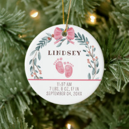 Baby Birth Stats Girl Foto Baby's 1. Christmas Keramik Ornament