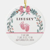 Baby Birth Stats Girl Foto Baby's 1. Christmas Keramik Ornament (Vorne)