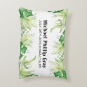 Baby Birth Stats Individuelle Name Tropical Green  Dekokissen (Rückseite(Vertikal))