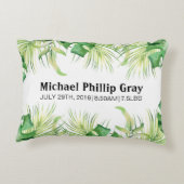 Baby Birth Stats Individuelle Name Tropical Green  Dekokissen (Rückseite)