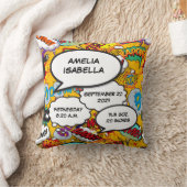 Baby Birth Stats Modernes Fun Comic Buch Keepake Kissen (Decke)