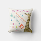Baby Birth Stats Niedlich Giraffe Herz und Pfeil Kissen (Vorderseite)