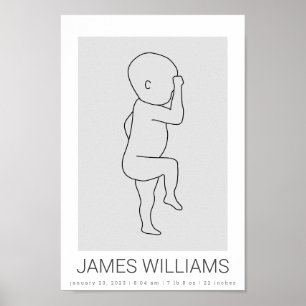 Baby Birth Stats Personalisiert Poster - grau
