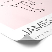 Baby Birth Stats Personalisiertes Poster - pink (Ecke)