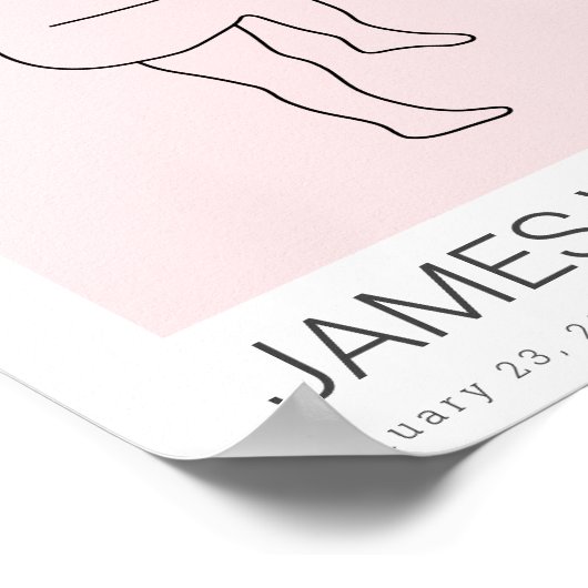 Baby Birth Stats Personalisiertes Poster - pink (Ecke)