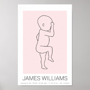 Baby Birth Stats Personalisiertes Poster - pink