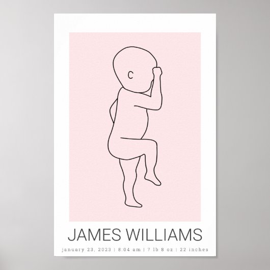 Baby Birth Stats Personalisiertes Poster - pink (Vorne)