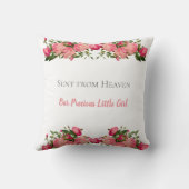 Baby Birth Stats Pink und Peach Floral Throw Pillo Kissen (Rückseite)