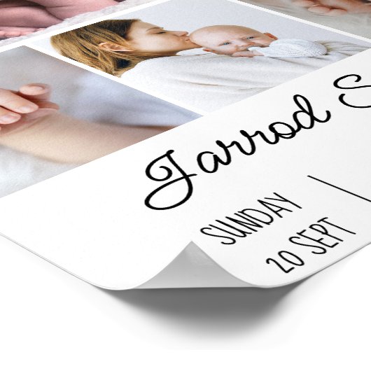 Baby Birth Stats Poster (Ecke)