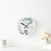 Baby Birth Stats Uhr mit grünen Blätter und Rhino (Zuhause)