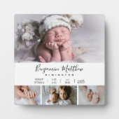 Baby Birth Stats Vier Foto Collage Plaque Fotoplatte (Vorderseite)