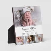 Baby Birth Stats Vier Foto Collage Plaque Fotoplatte (Vorderseite)