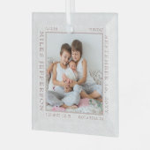 Baby Birth Stats White Snowflake Foto Frame Glass Ornament Aus Glas (Vorderseite links)