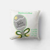 Baby Birth Stats Yellow Green Rattle Pillow Kissen (Vorderseite)