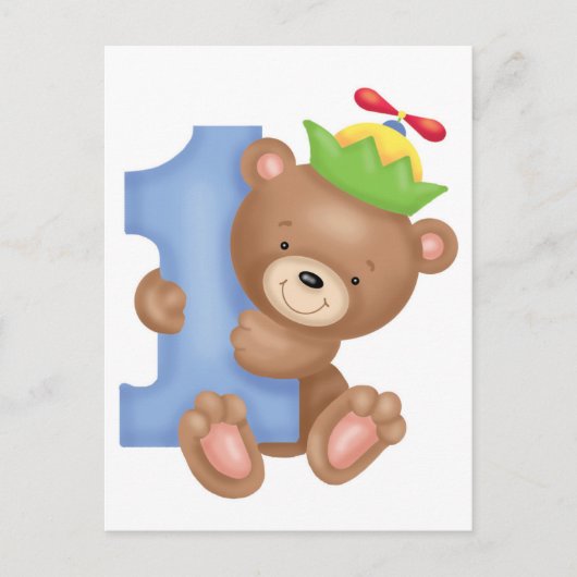 Baby birthday 1 year - teddy postkarte (Vorderseite)