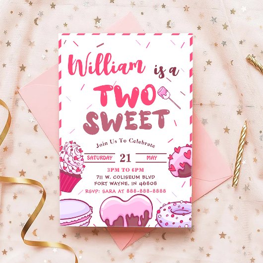 Baby Birthday Candy Two Sweet Party Einladung