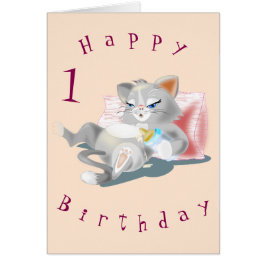 Baby Birthday Card Baby Cat Fun - Ihr Textname