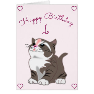 Baby Birthday Card Baby Kitten - Your Years - Alte