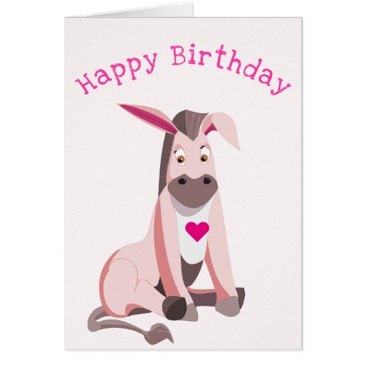 Baby Birthday Card Baby Pink Donkey - Ihr Text (Vorne)