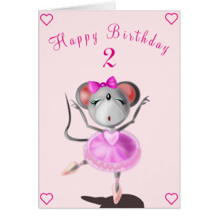 Baby Birthday Card Ballett Tänzerin Maus