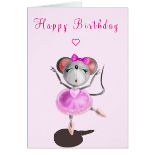 Baby Birthday Card Ballett tänzerin Maus - Balleri