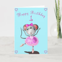 Baby Birthday Card Ballett Tänzerin Maus - Ihr Tex