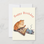 Baby Birthday Card Cat and Mouse Playing Schach Karte (Vorderseite)