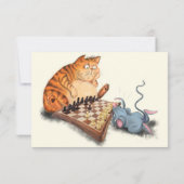 Baby Birthday Card Cat and Mouse Playing Schach Karte (Rückseite)