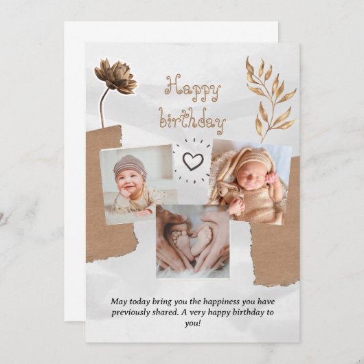 Baby Birthday Card Einladung (Vorne/Hinten)
