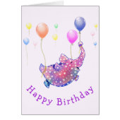 Baby Birthday Card Elephant Flying with Balloons (Vorne)