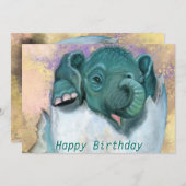 Baby Birthday Card Elephant Hatching from Egg - (Vorne/Hinten)