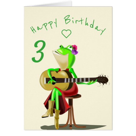 Baby Birthday Card Frosch Gitarre spielen personal (Vorne)