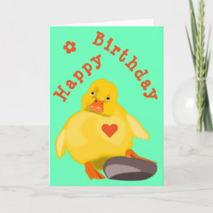 Baby Birthday Card Gelbes Herzklopfen mit Herz Karte