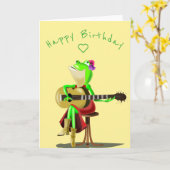 Baby Birthday Card Gitarrenspieler Frosch - Ihr Te Karte (Gelbe Blume)