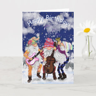 Baby Birthday Card Gnomes Music Band Karte