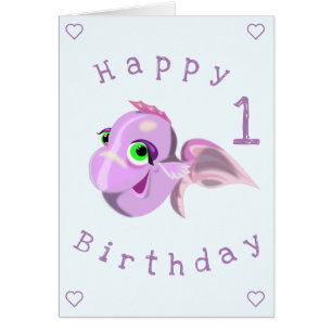 Baby Birthday Card Happy Fish - Personalisiert