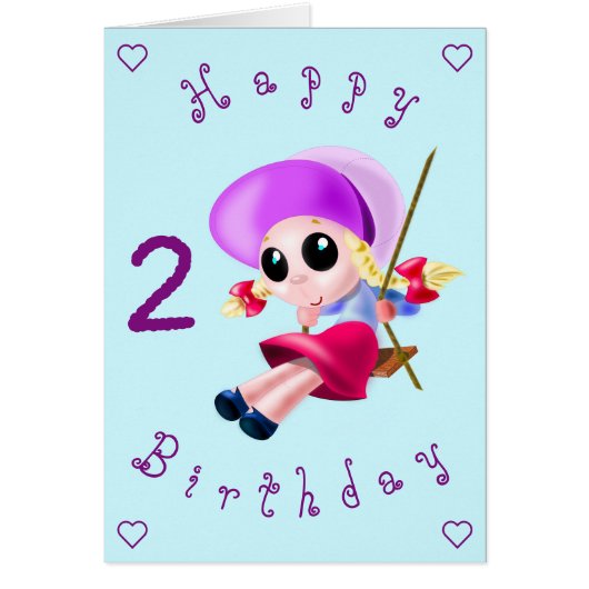 Baby Birthday Card Happy Girl - Dein Text (Vorne)