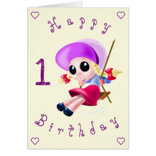 Baby Birthday Card Happy Girl - Personalisiert