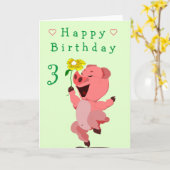 Baby Birthday Card Happy Piglet with Daisy Karte (Gelbe Blume)