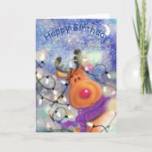 Baby Birthday Card Happy Rentier Karte (Vorderseite)