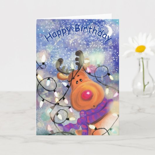 Baby Birthday Card Happy Rentier Karte (Kleine Pflanze)