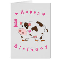 Baby Birthday Card Kleine Kuh - Ihr Text