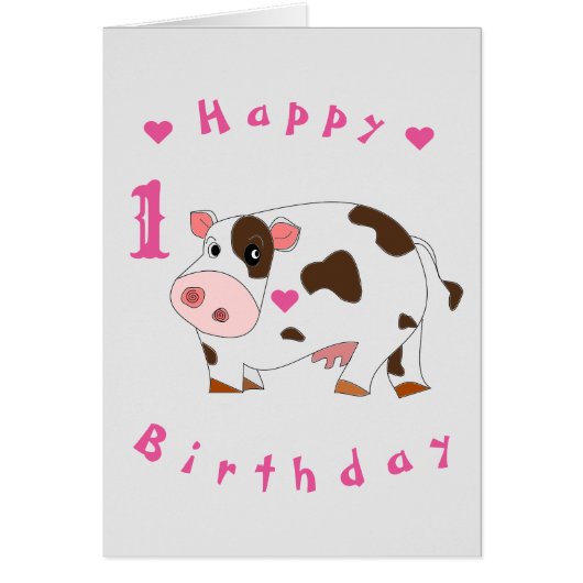 Baby Birthday Card Kleine Kuh - Ihr Text (Vorne)