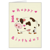 Baby Birthday Card Kleine Kuh - Personalisiert (Vorne)