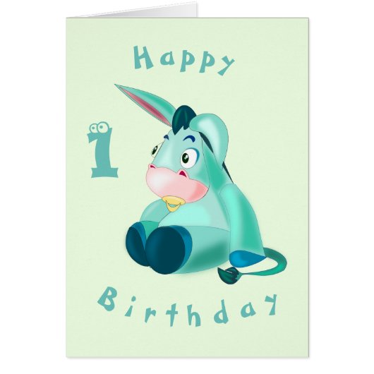 Baby Birthday Card Kleiner Donkey - Personalisiert (Vorne)