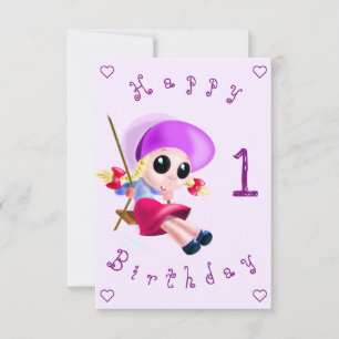 Baby Birthday Card Kleines Mädchen Schwingen Sie I Karte