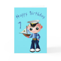 Baby Birthday Card Little Sailor Boy - Ihr Text