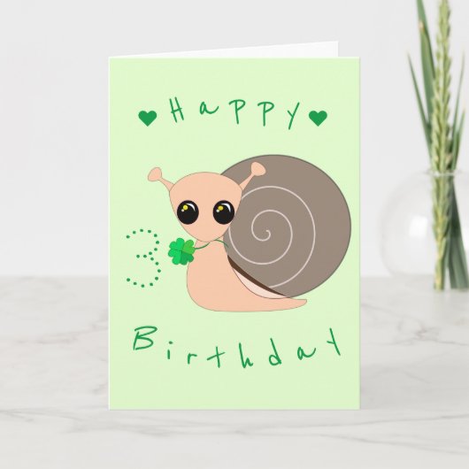 Baby Birthday Card Lucky Snail - individuell anpas Karte (Vorderseite)