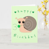 Baby Birthday Card Lucky Snail - individuell anpas Karte (Gelbe Blume)